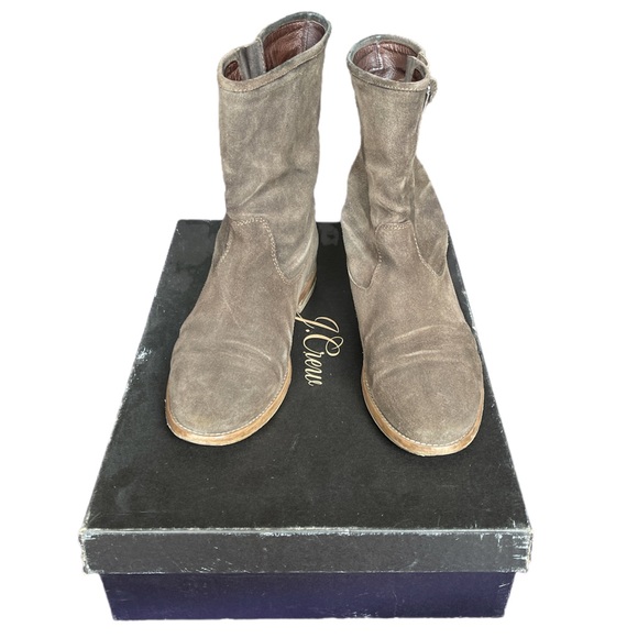 JCrew Langston Interior Wedge Ankle Boots Suede Green Slouch Shaft Boots Size 9 - Picture 3 of 16